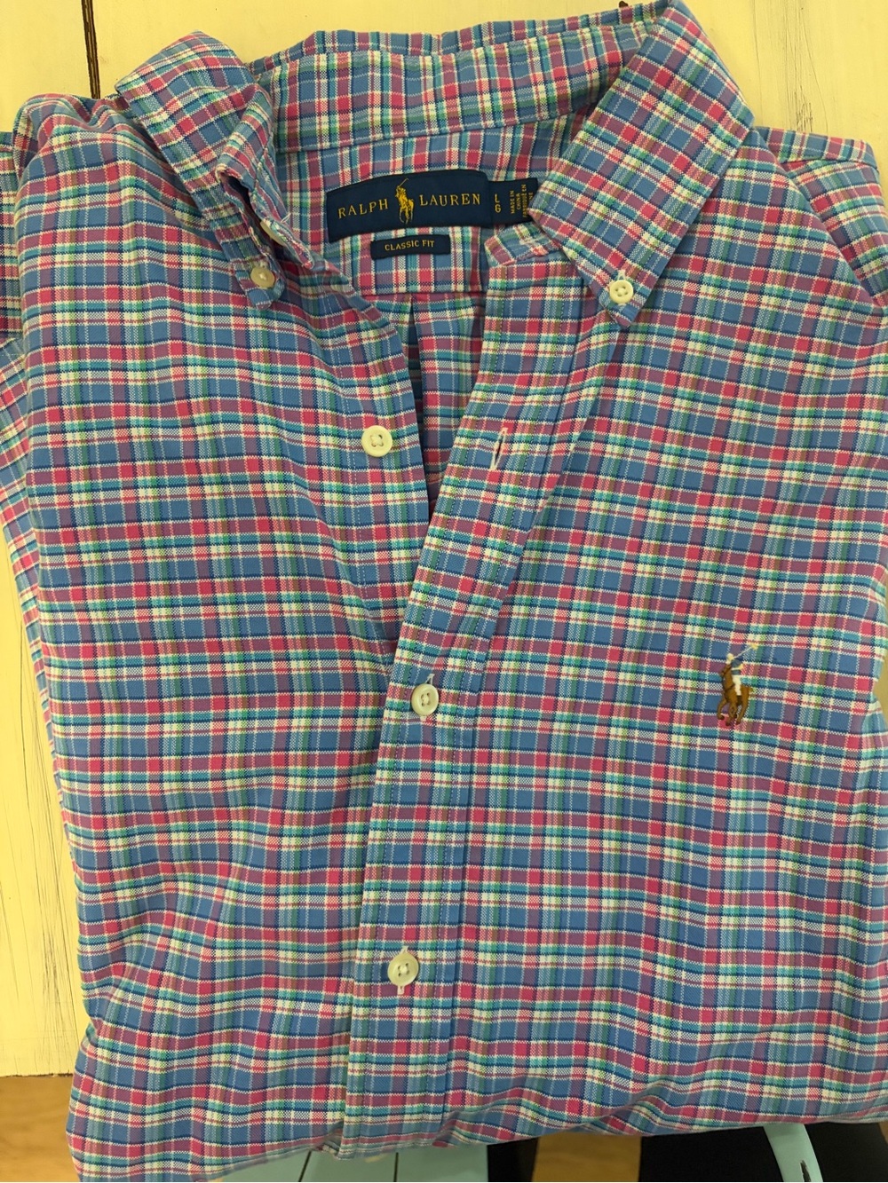 Ralph Lauren Blue and Pink Plaid Button-Down Shirt